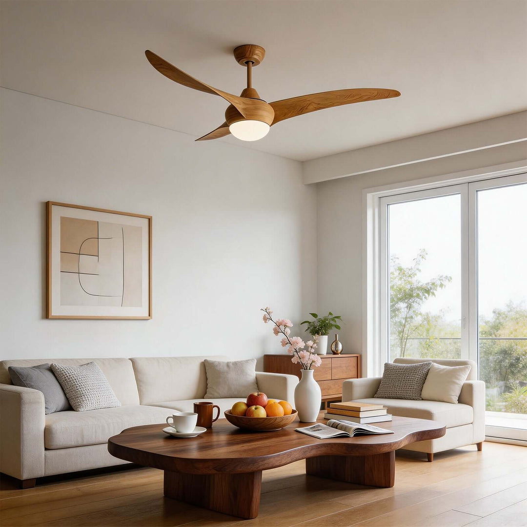 Phryne Ceiling Fan Light - Modern Minimalist Wood Grain ABS