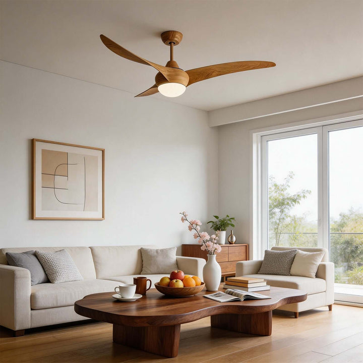 Phryne Ceiling Fan Light - Modern Minimalist Wood Grain ABS