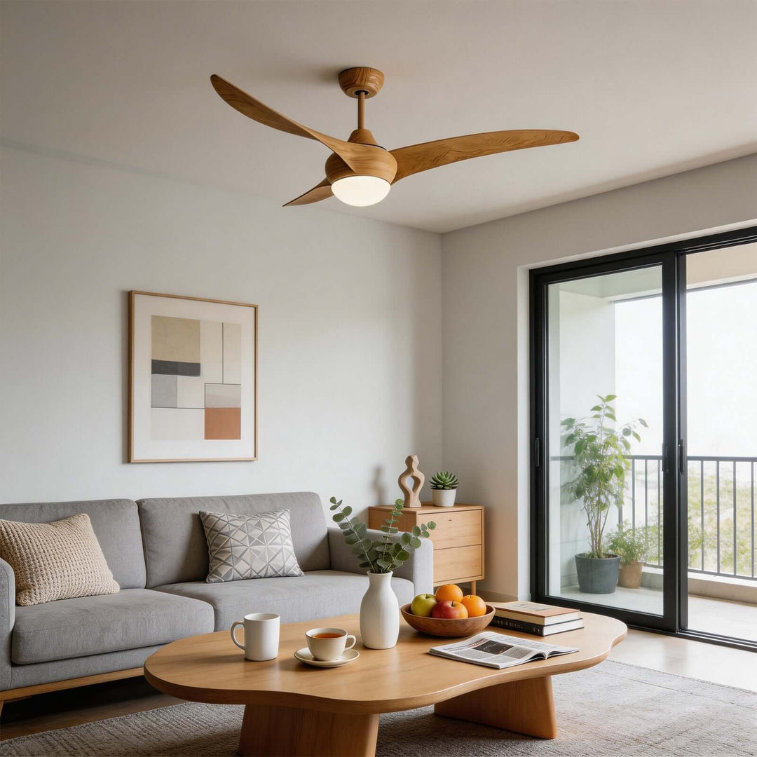 Phryne Ceiling Fan Light - Modern Minimalist Wood Grain ABS
