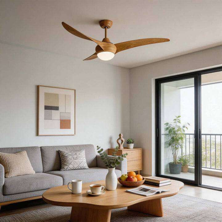 Phryne Ceiling Fan Light - Modern Minimalist Wood Grain ABS