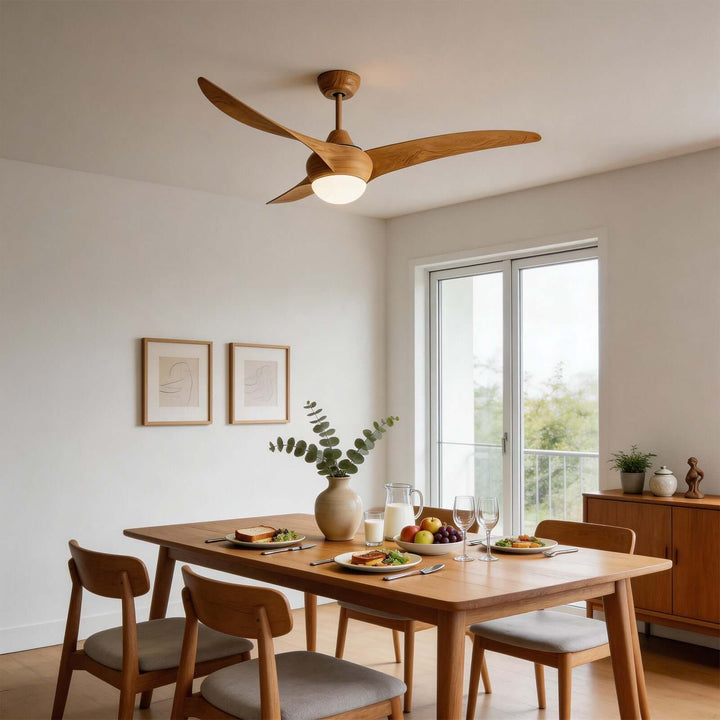 Phryne Ceiling Fan Light - Modern Minimalist Wood Grain ABS