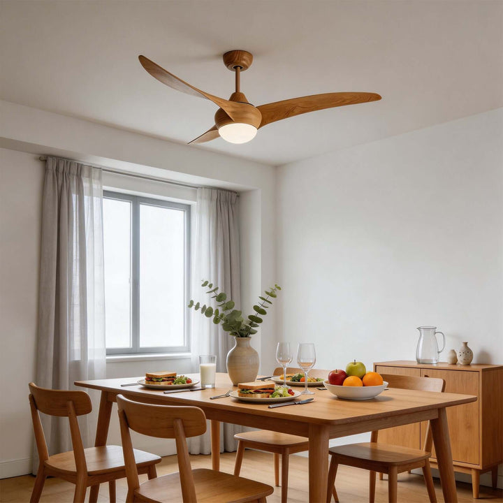 Phryne Ceiling Fan Light - Modern Minimalist Wood Grain ABS