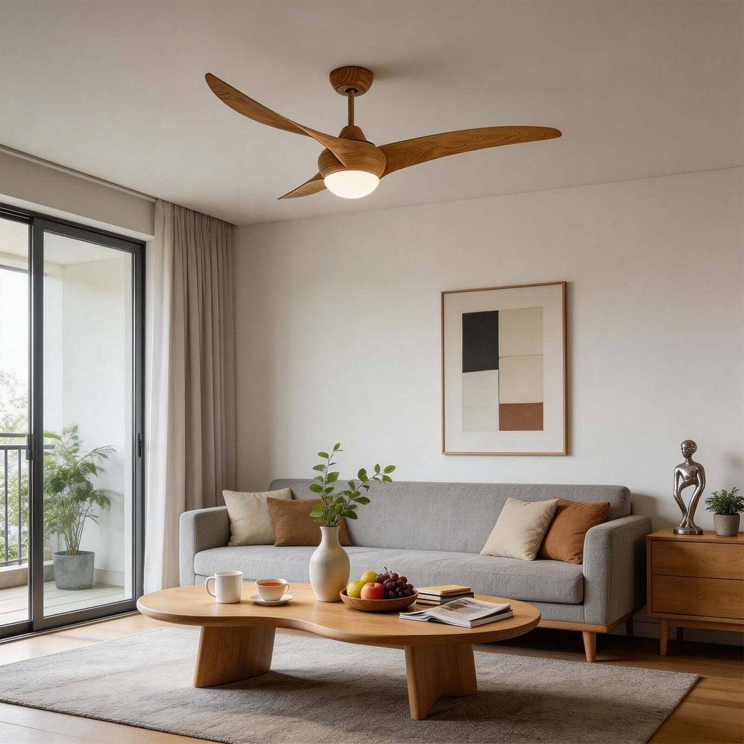 Phryne Ceiling Fan Light - Modern Minimalist Wood Grain ABS