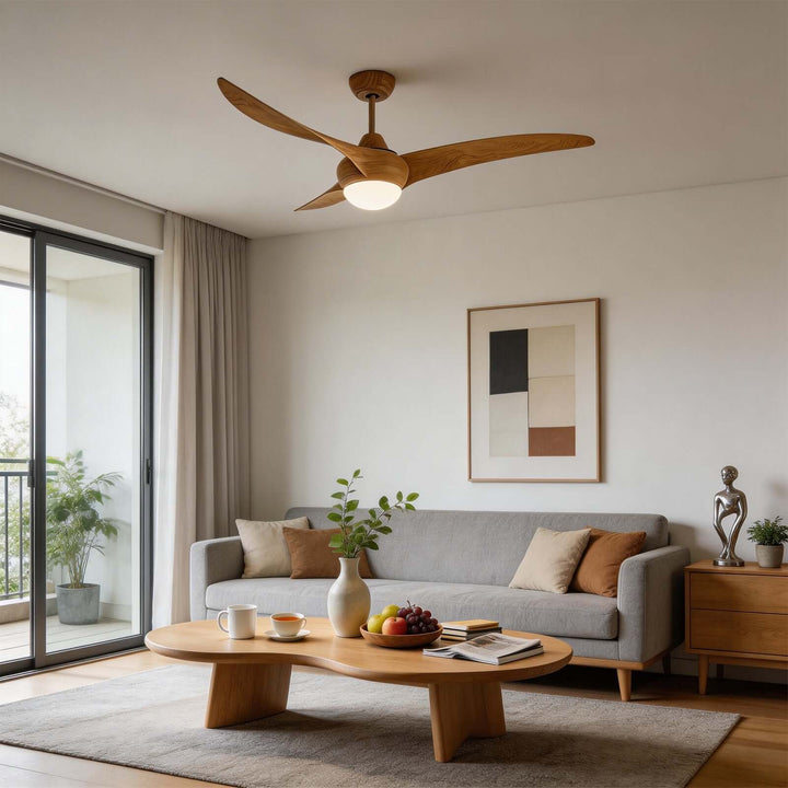 Phryne Ceiling Fan Light - Modern Minimalist Wood Grain ABS