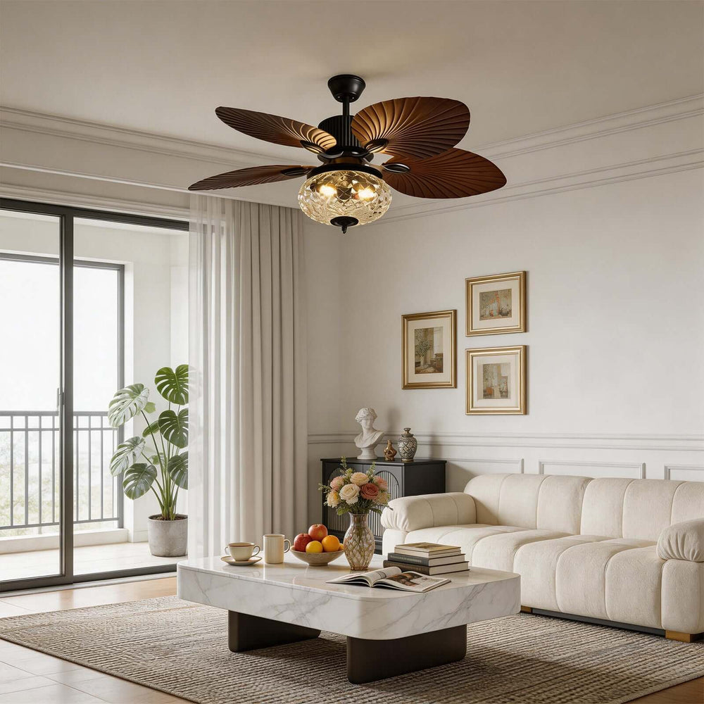 Phyrra Ceiling Fan Light - American Style Vintage Glass