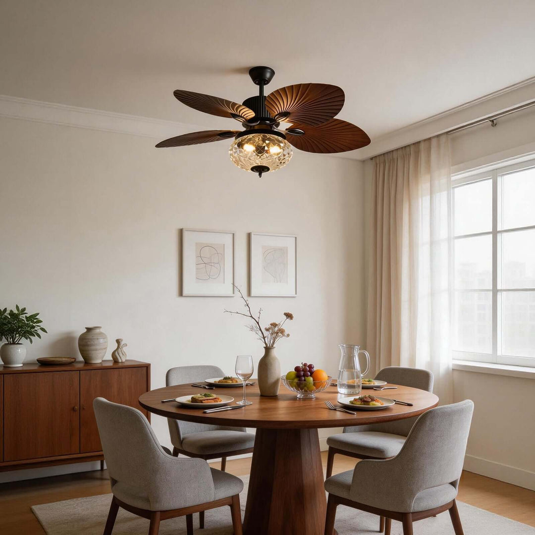 Phyrra Ceiling Fan Light - American Style Vintage Glass