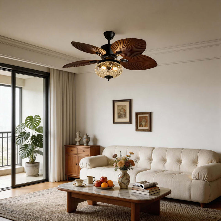 Phyrra Ceiling Fan Light - American Style Vintage Glass