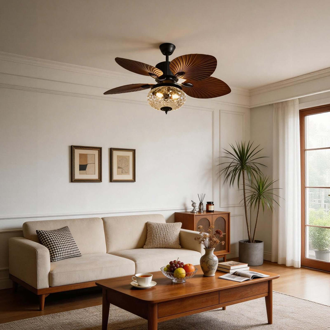 Phyrra Ceiling Fan Light - American Style Vintage Glass