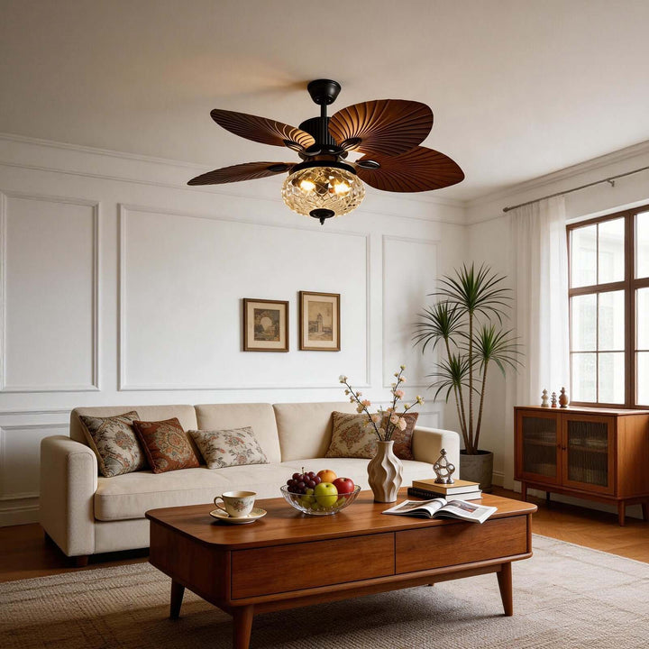 Phyrra Ceiling Fan Light - American Style Vintage Glass