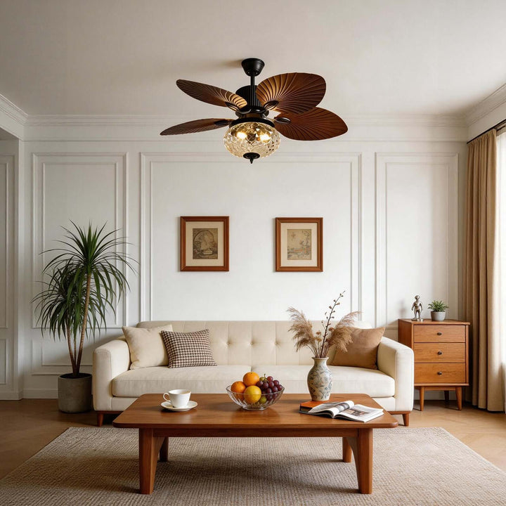 Phyrra Ceiling Fan Light - American Style Vintage Glass