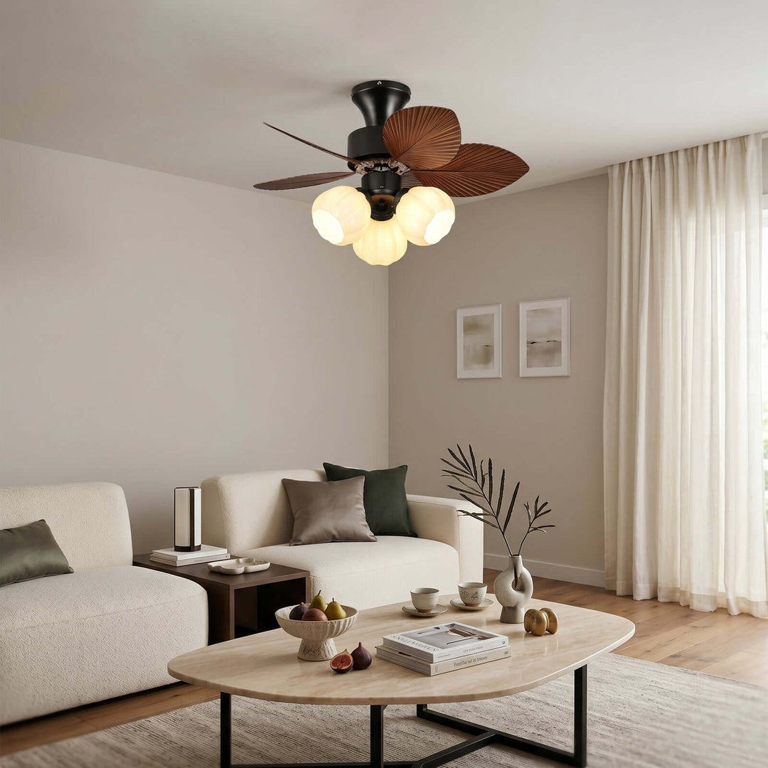 Plothu Ceiling Fan Light A | Cream Dining Room Glass Light