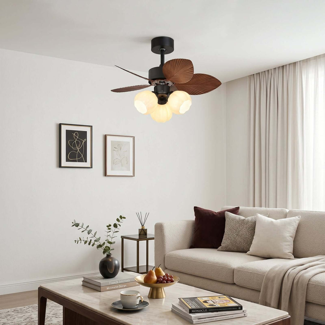 Plothu Ceiling Fan Light B | Cream Vintage Dining Room Glass Light