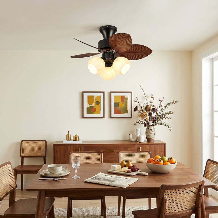 Plothu Ceiling Fan Light A | Cream Dining Room Glass Light