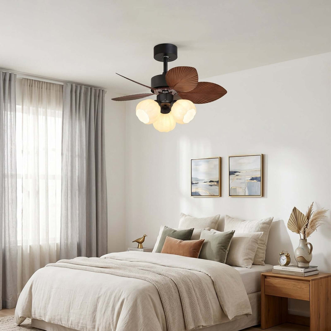 Plothu Ceiling Fan Light B | Cream Vintage Dining Room Glass Light