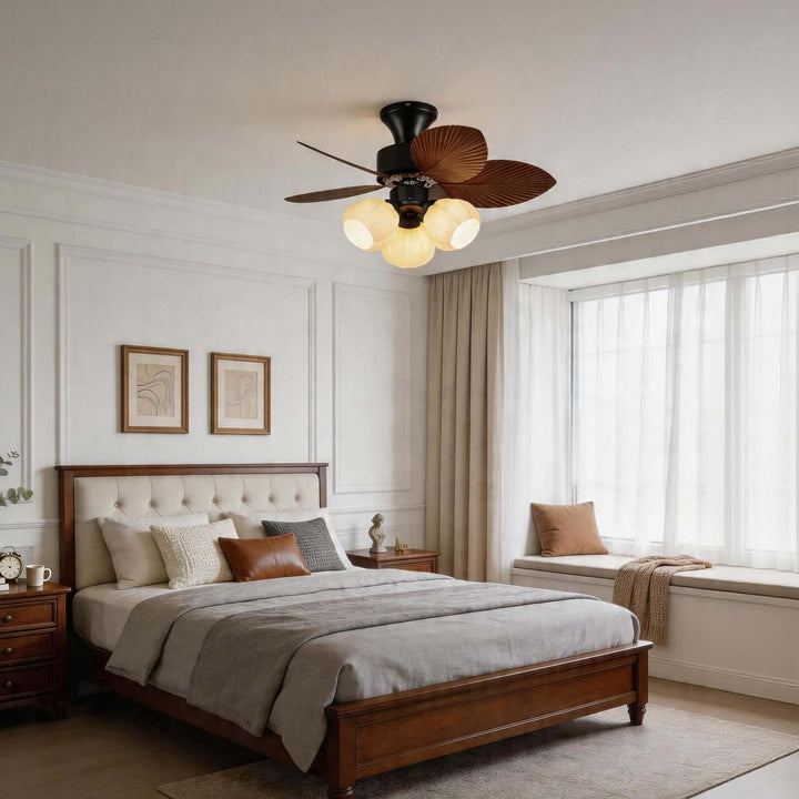 Plothu Ceiling Fan Light A | Cream Dining Room Glass Light