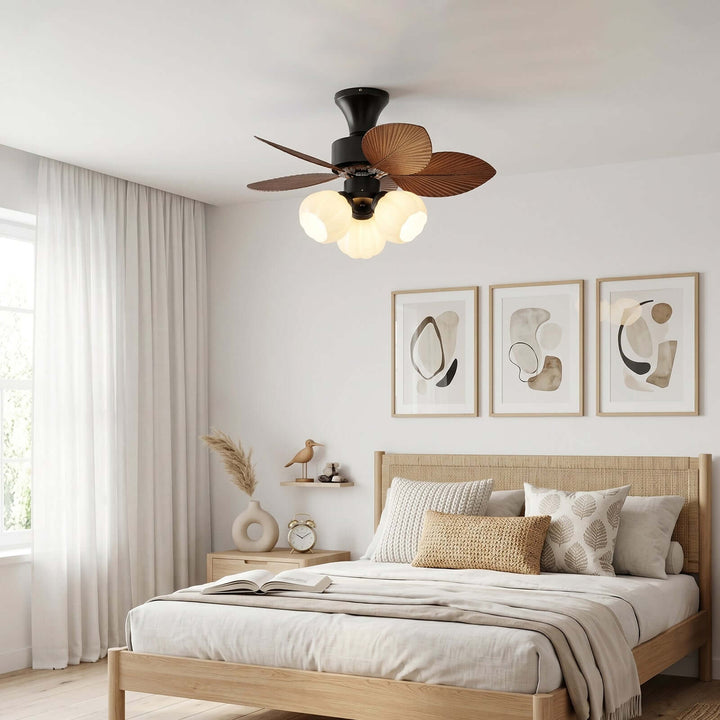 Plothu Ceiling Fan Light A | Cream Dining Room Glass Light