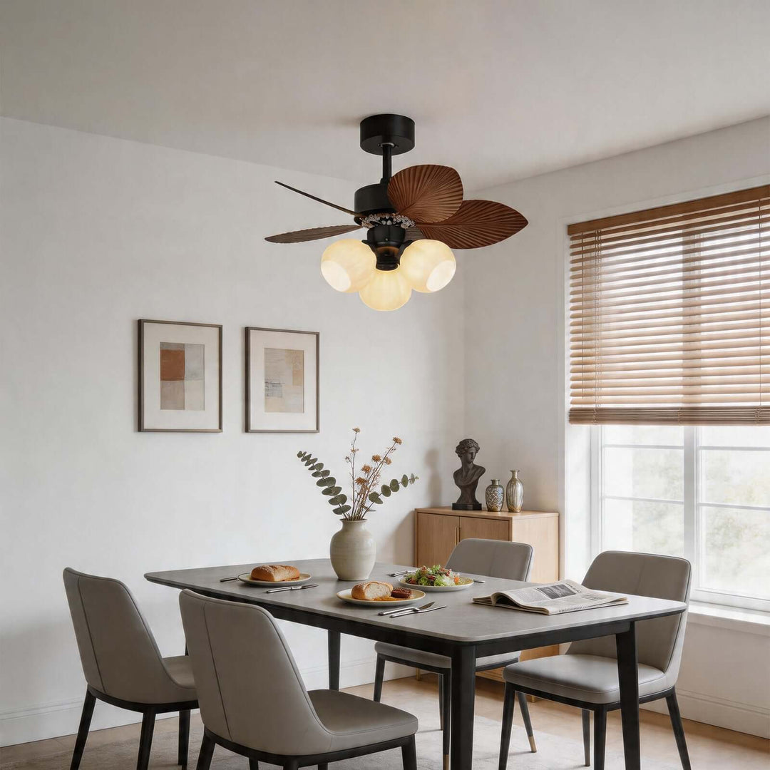 Plothu Ceiling Fan Light B | Cream Vintage Dining Room Glass Light