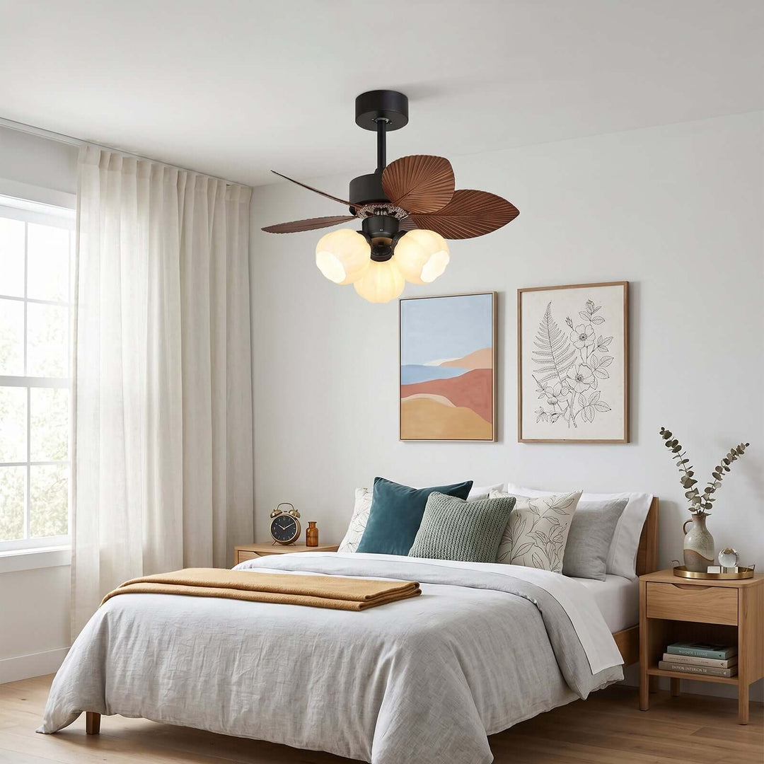 Plothu Ceiling Fan Light B | Cream Vintage Dining Room Glass Light