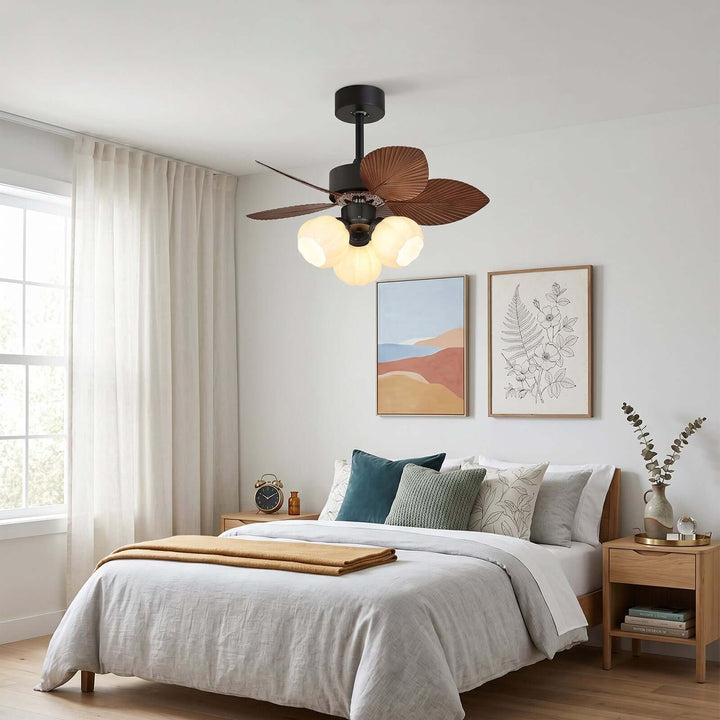Plothu Ceiling Fan Light B | Cream Vintage Dining Room Glass Light
