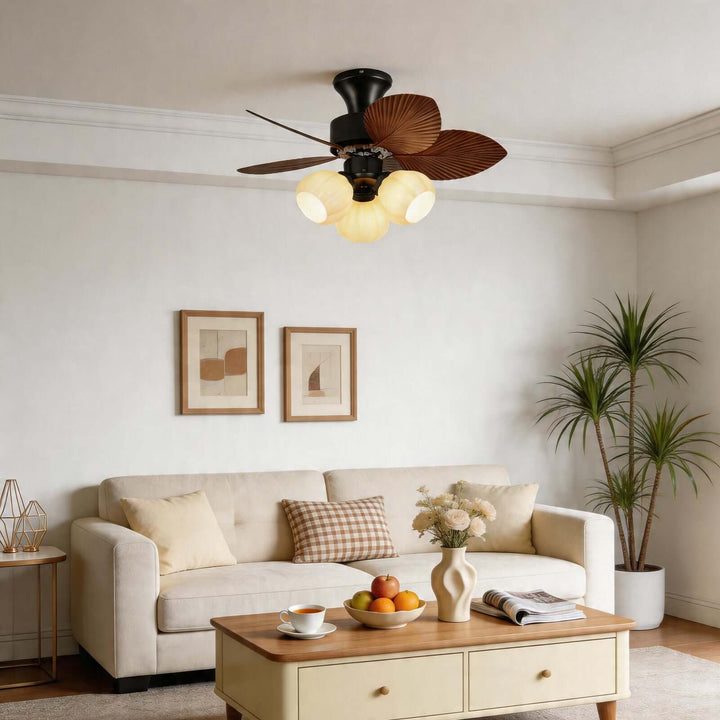 Plothu Ceiling Fan Light A | Cream Dining Room Glass Light