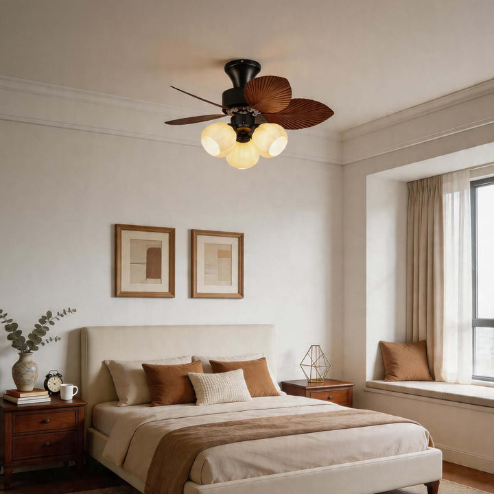 Plothu Ceiling Fan Light A | Cream Dining Room Glass Light