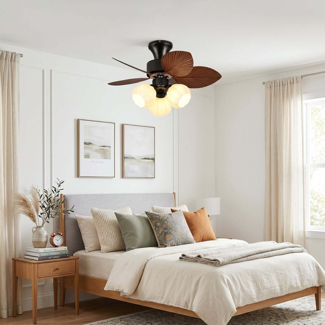 Plothu Ceiling Fan Light A | Cream Dining Room Glass Light