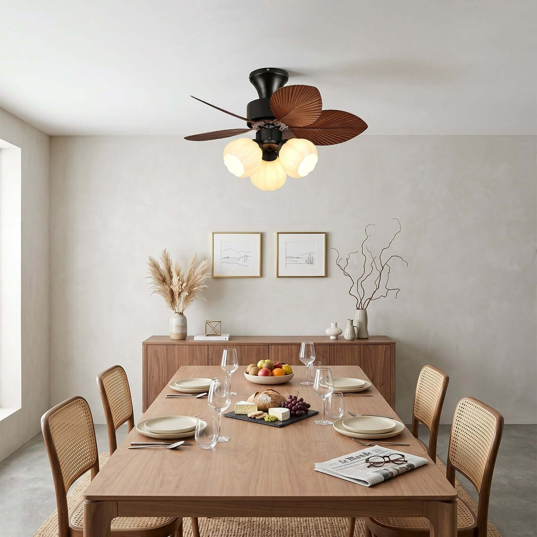 Plothu Ceiling Fan Light A | Cream Dining Room Glass Light