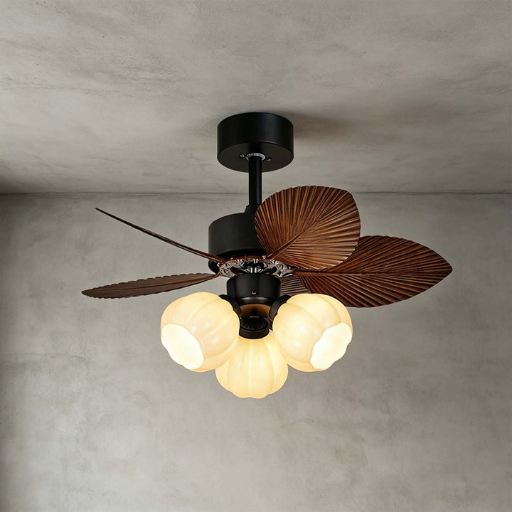 Plothu Ceiling Fan Light B | Cream Vintage Dining Room Glass Light