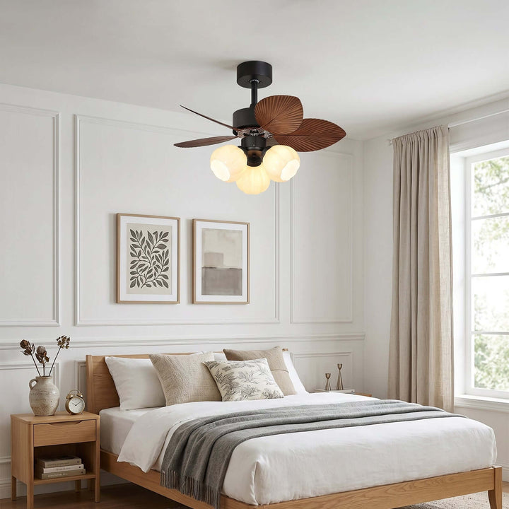 Plothu Ceiling Fan Light B | Cream Vintage Dining Room Glass Light