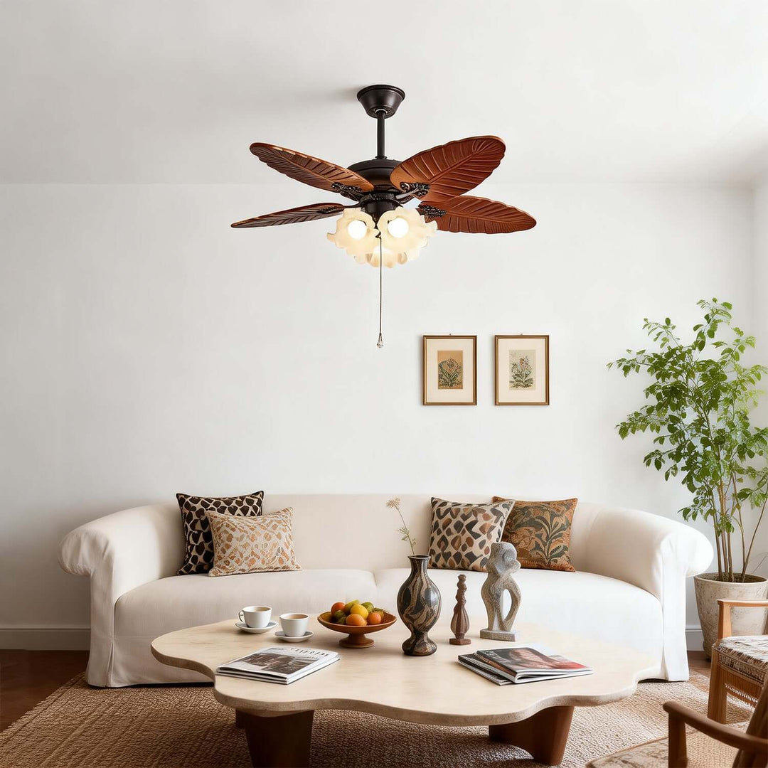 Prythe Ceiling Fan Light | French Retro Living Room Light