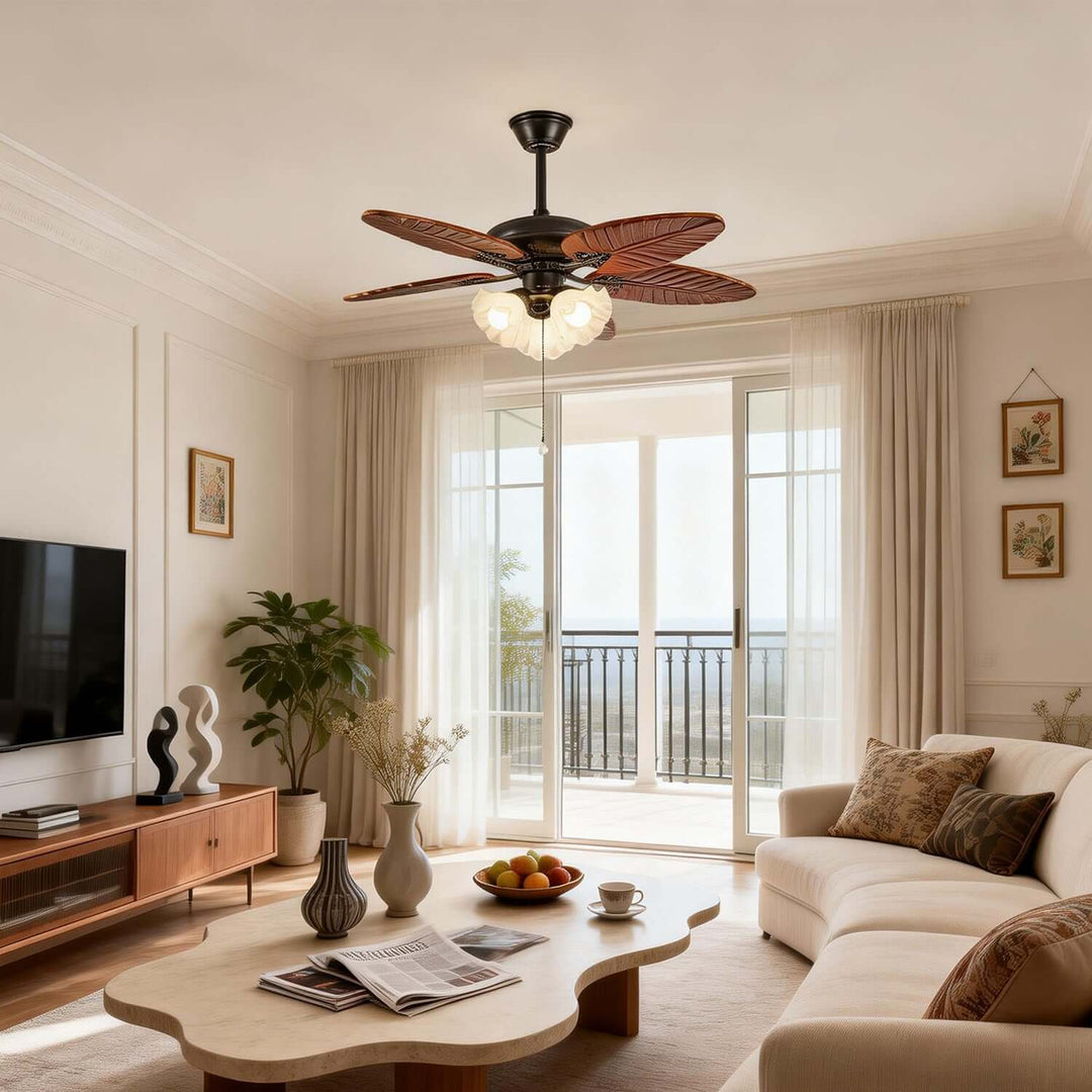 Prythe Ceiling Fan Light | French Retro Living Room Light