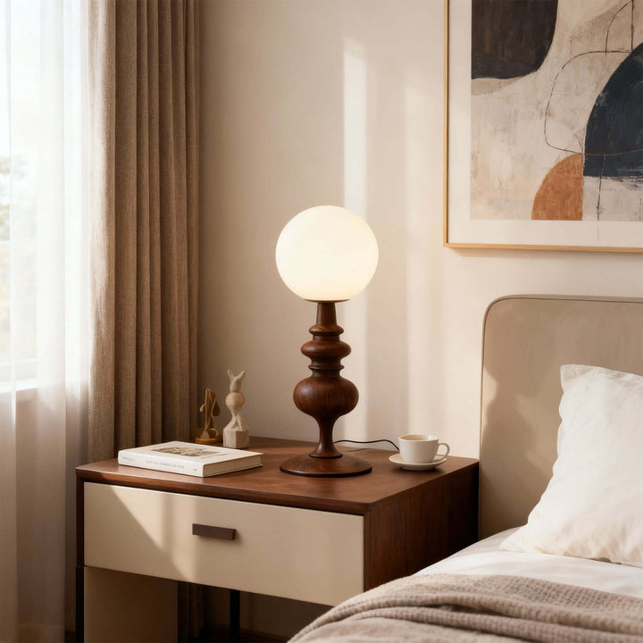 Qavory Table Lamp – French Country Milk Glass Bedside Lamp