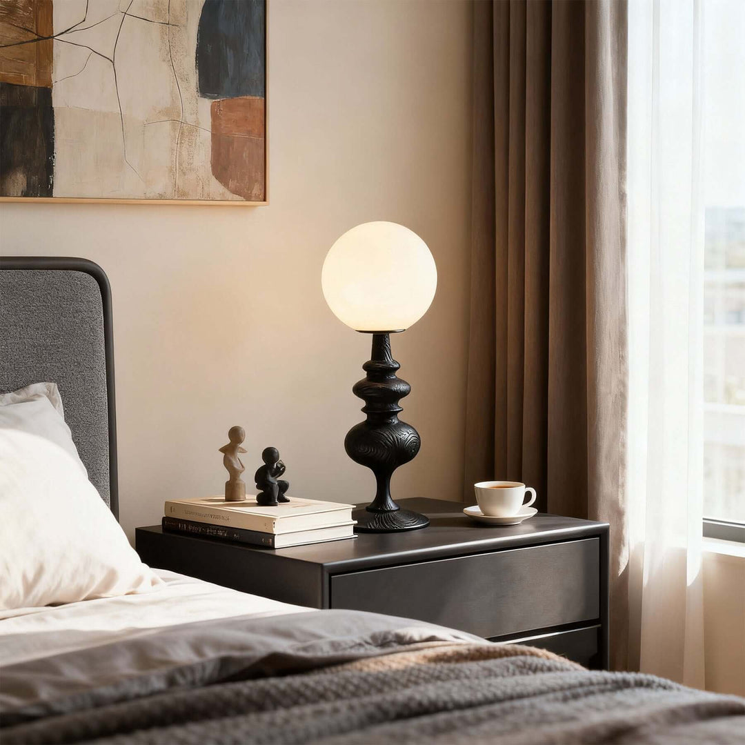 Qavory Table Lamp – French Country Milk Glass Bedside Lamp