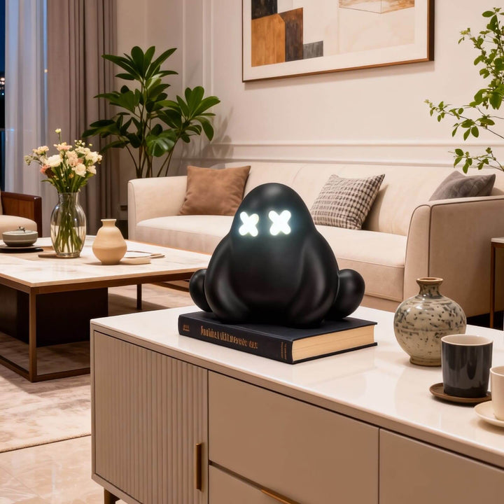 Qembo Black Sculpture Table Lamp – Bedroom Bedside Lamp