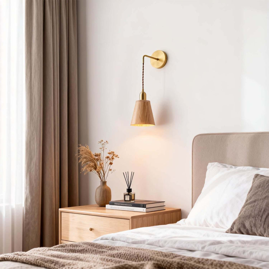 Qivora Wall Light - Modern Minimal Wood Bedside Decor