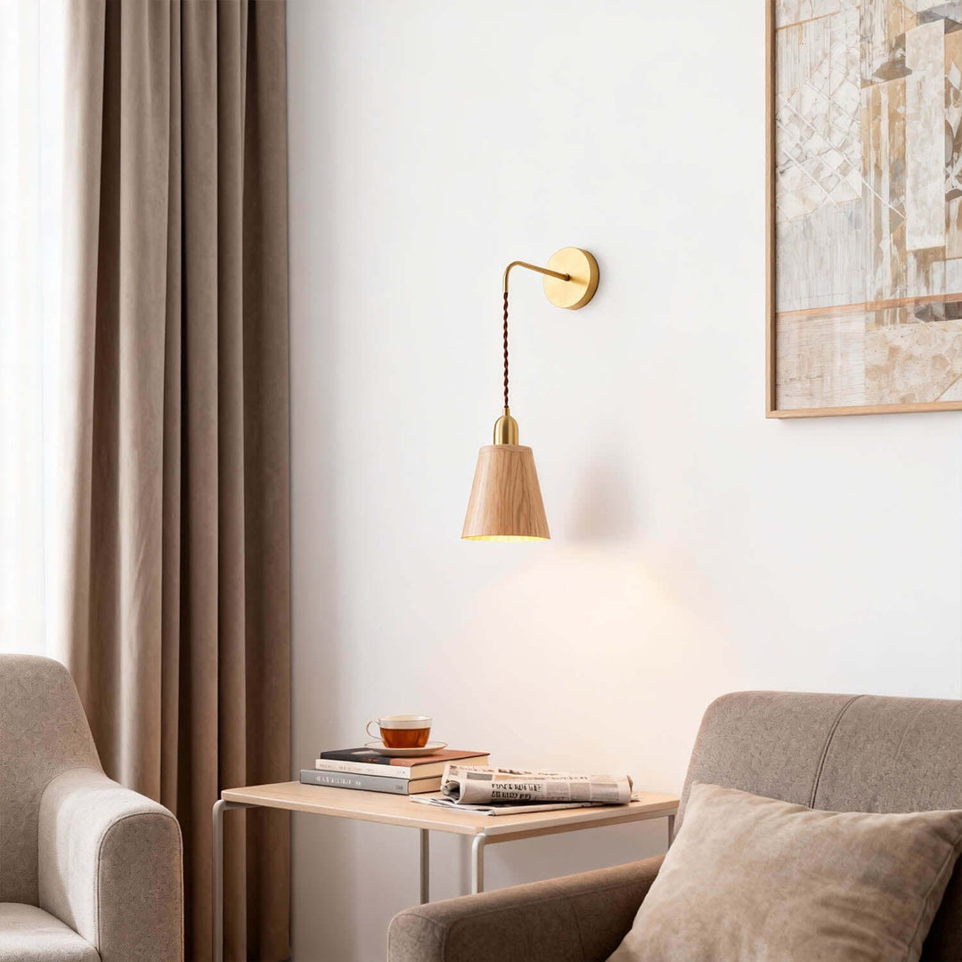 Qivora Wall Light - Modern Minimal Wood Bedside Decor