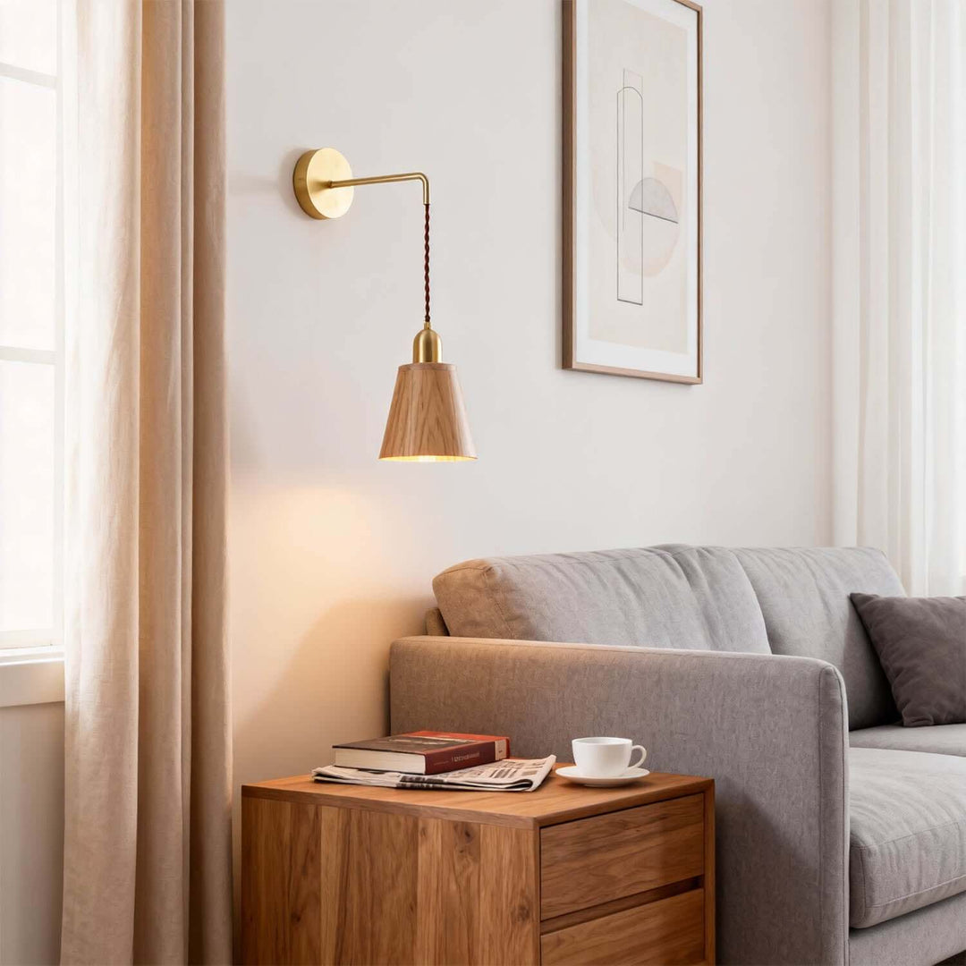 Qivora Wall Light - Modern Minimal Wood Bedside Decor