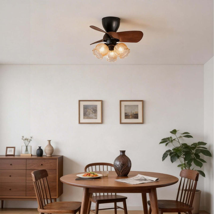 Qobex Ceiling Fan Light - Vintage Art Glass Bedroom Light