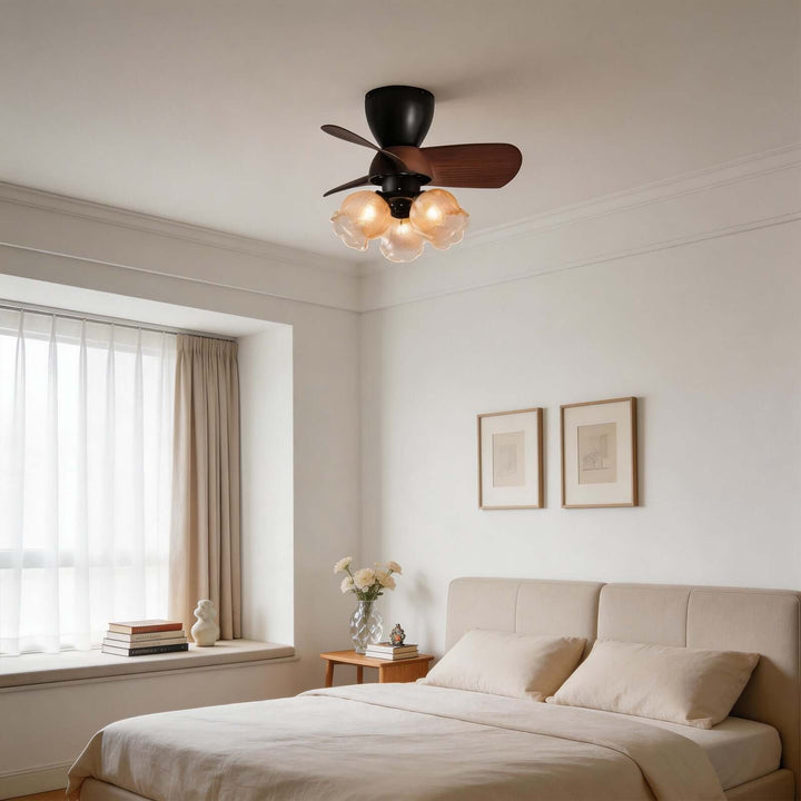 Qobex Ceiling Fan Light - Vintage Art Glass Bedroom Light