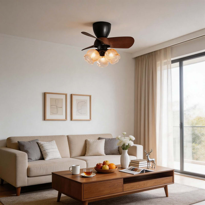 Qobex Ceiling Fan Light - Vintage Art Glass Bedroom Light