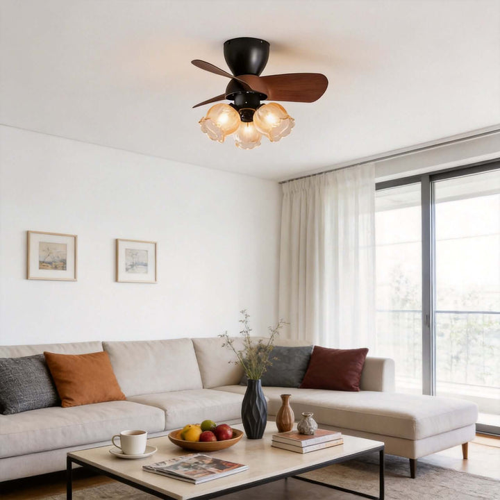 Qobex Ceiling Fan Light - Vintage Art Glass Bedroom Light