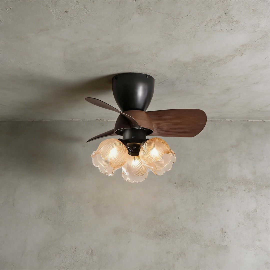 Qobex Ceiling Fan Light - Vintage Art Glass Bedroom Light