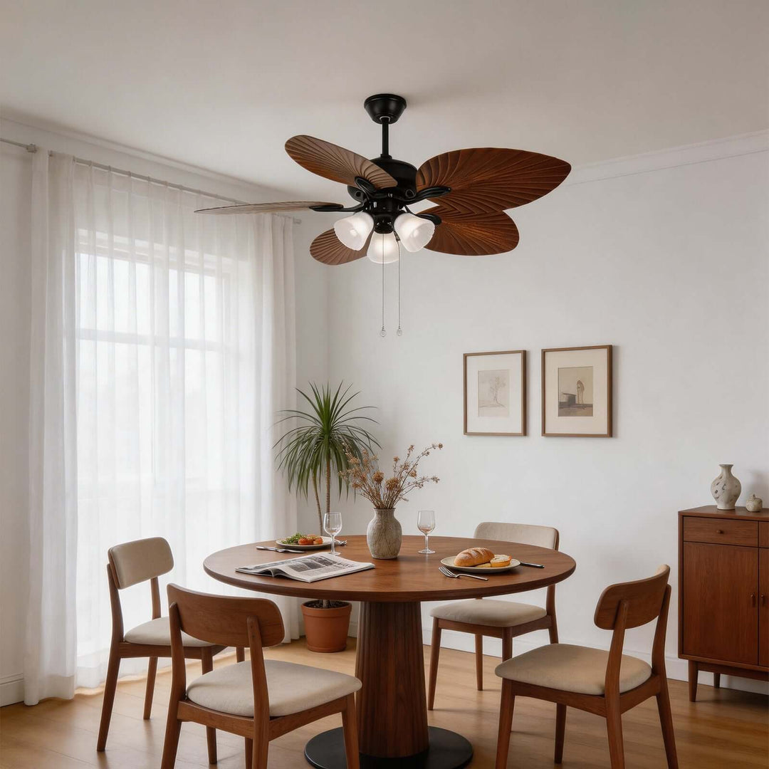Quilix Ceiling Fan Light | Scandinavian Glass Dining Room Light