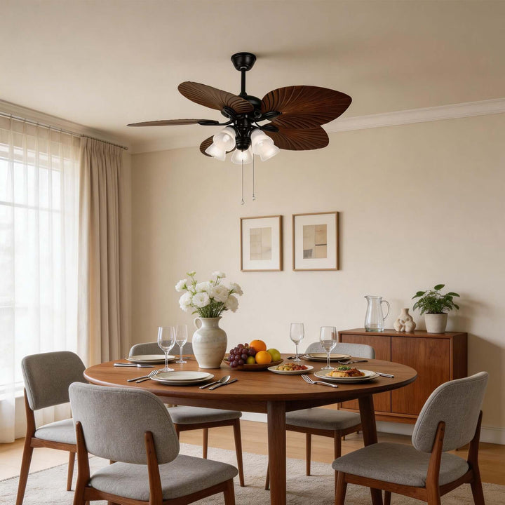 Quilix Ceiling Fan Light | Scandinavian Glass Dining Room Light