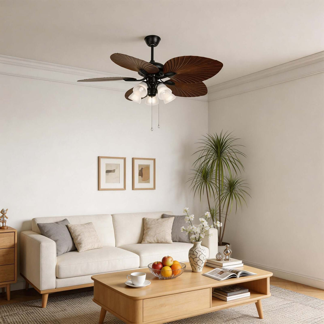 Quilix Ceiling Fan Light | Scandinavian Glass Dining Room Light