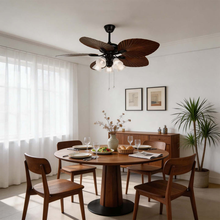 Quilix Ceiling Fan Light | Scandinavian Glass Dining Room Light