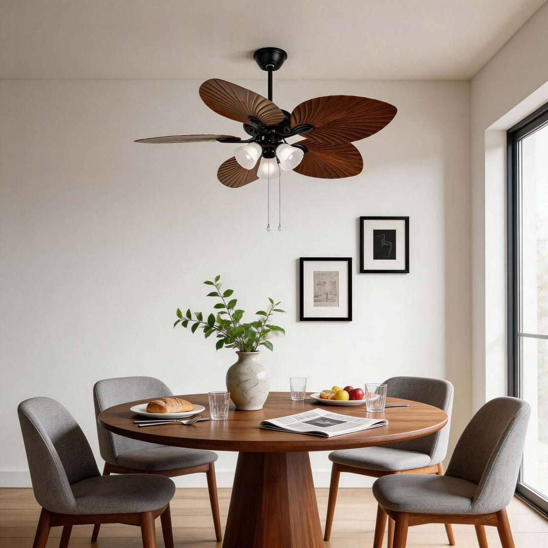 Quilix Ceiling Fan Light | Scandinavian Glass Dining Room Light