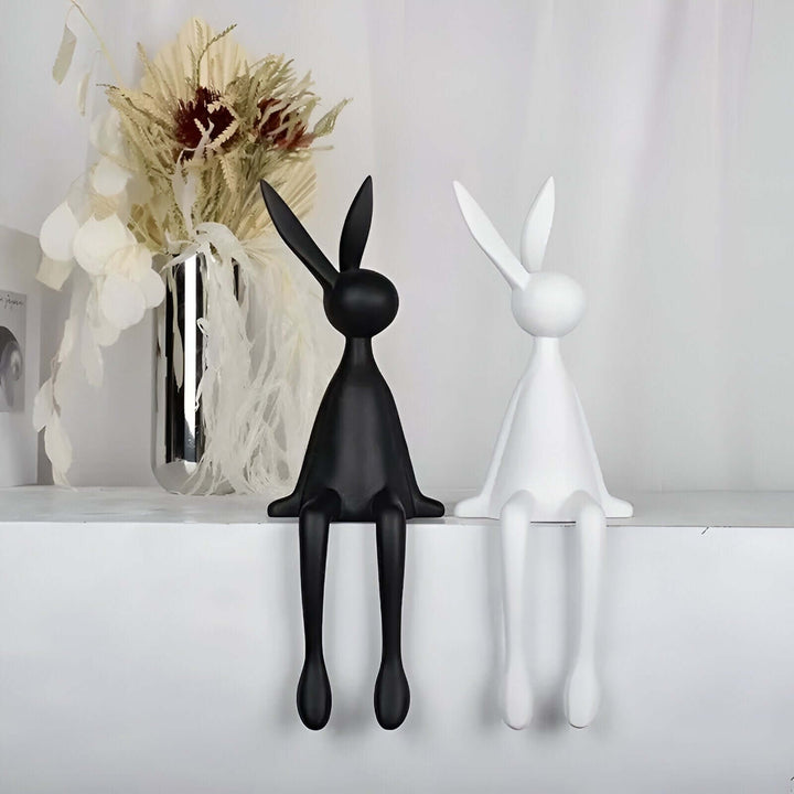 Rabbit Resin Sculpture – Creative Cartoon Rabbit Desktop Ornament