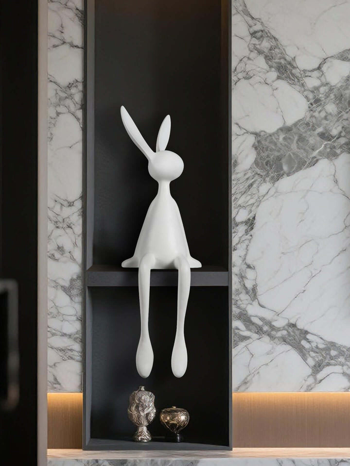 Rabbit Resin Sculpture – Creative Cartoon Rabbit Desktop Ornament