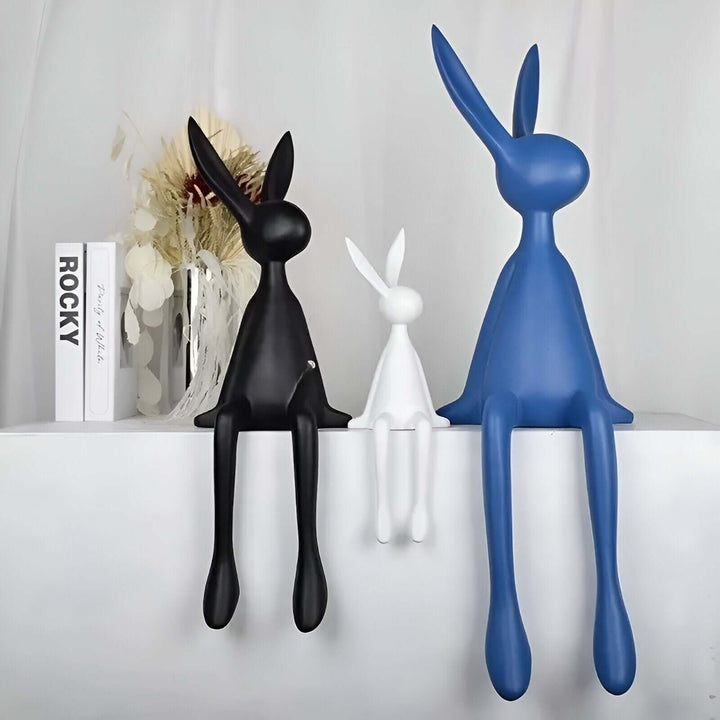 Rabbit Resin Sculpture – Creative Cartoon Rabbit Desktop Ornament